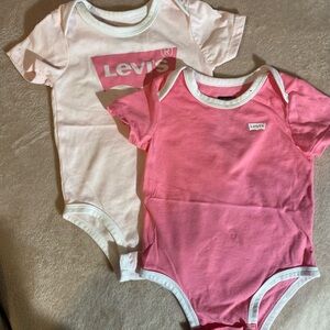 Levi's Pink and White Baby Bodysuit Duo
